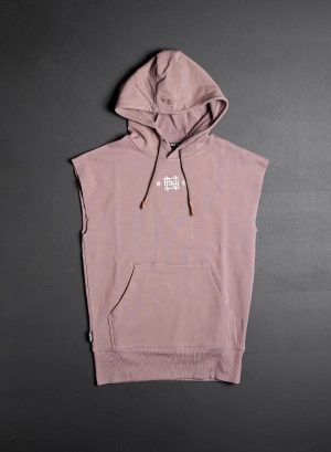 EMB SLEEVELESS HOODIE - EARTH