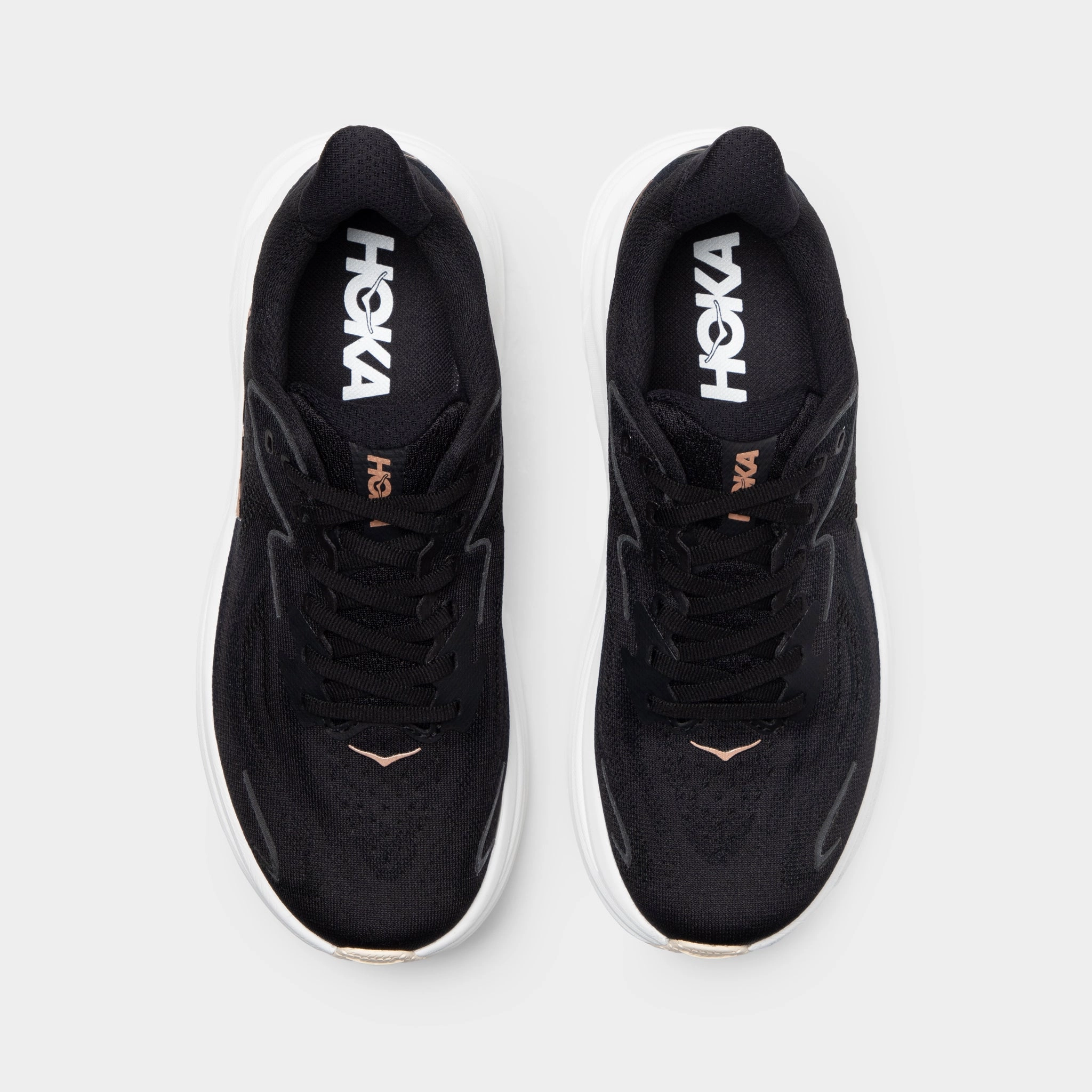 Hoka Women's Clifton 10 Black / White - Rose Gold